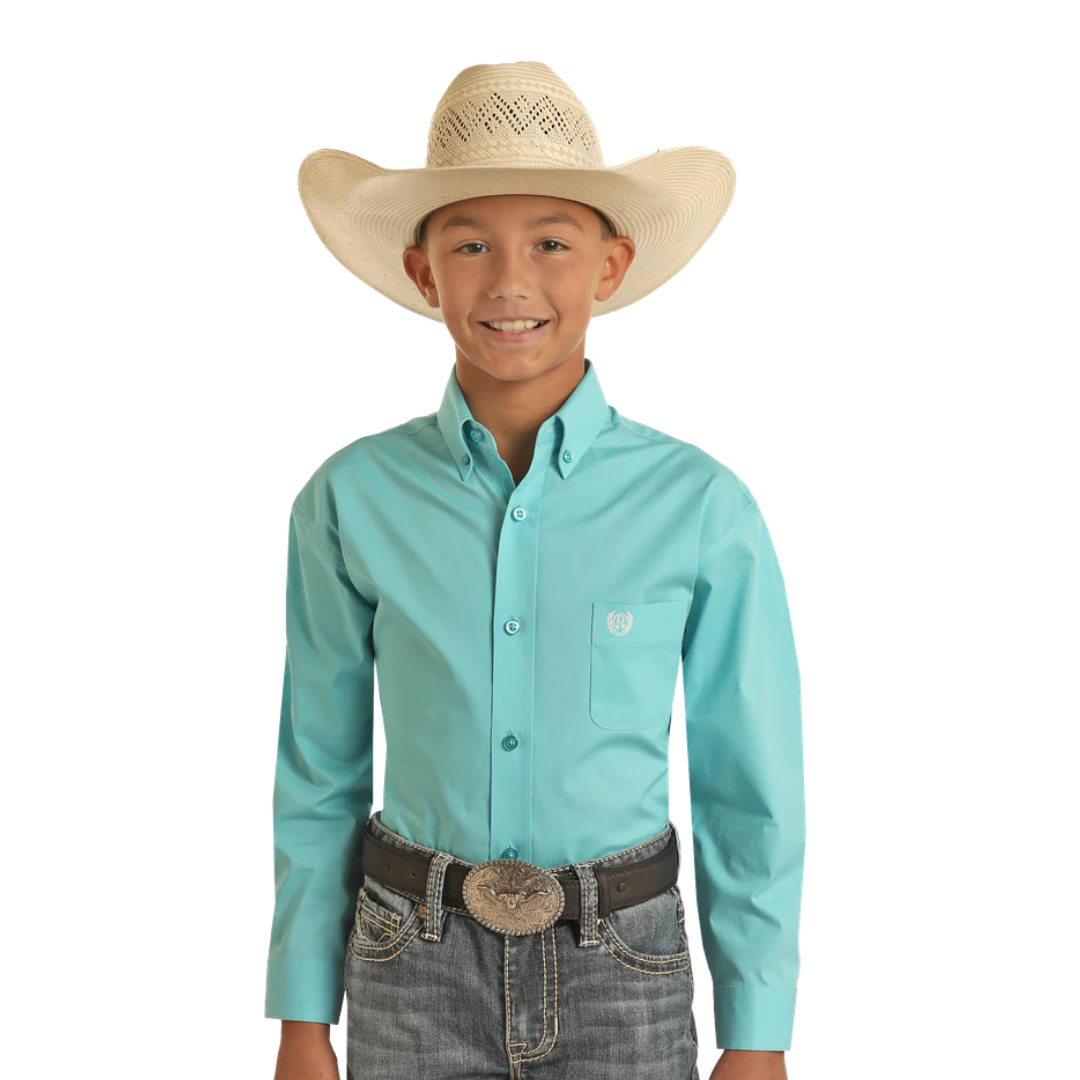Panhandle Slim Youth Boy's Long Sleeve Turquoise Shirt