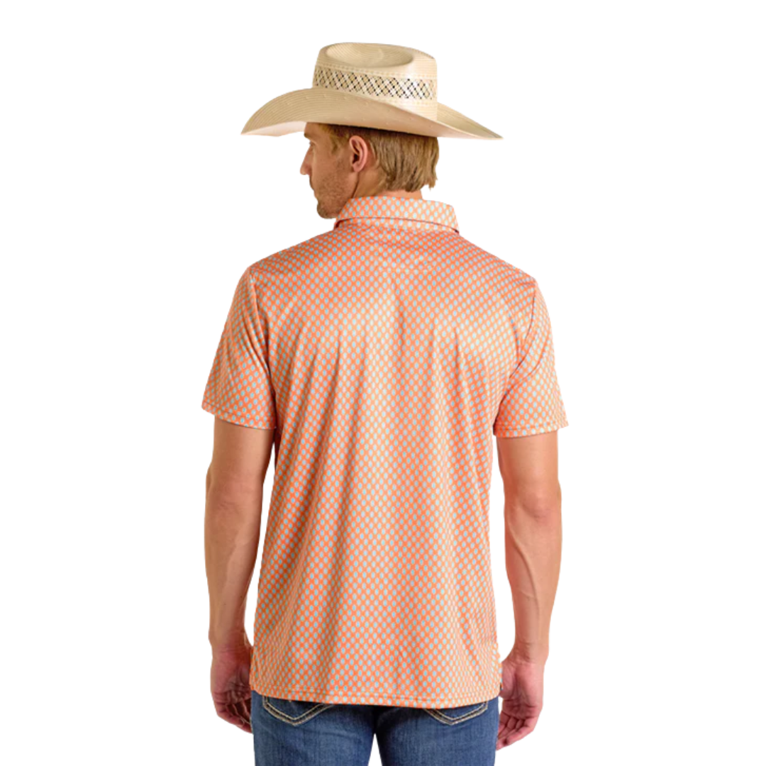 Panhandle Slim Men's Geo Printed Polo Orange Shirt