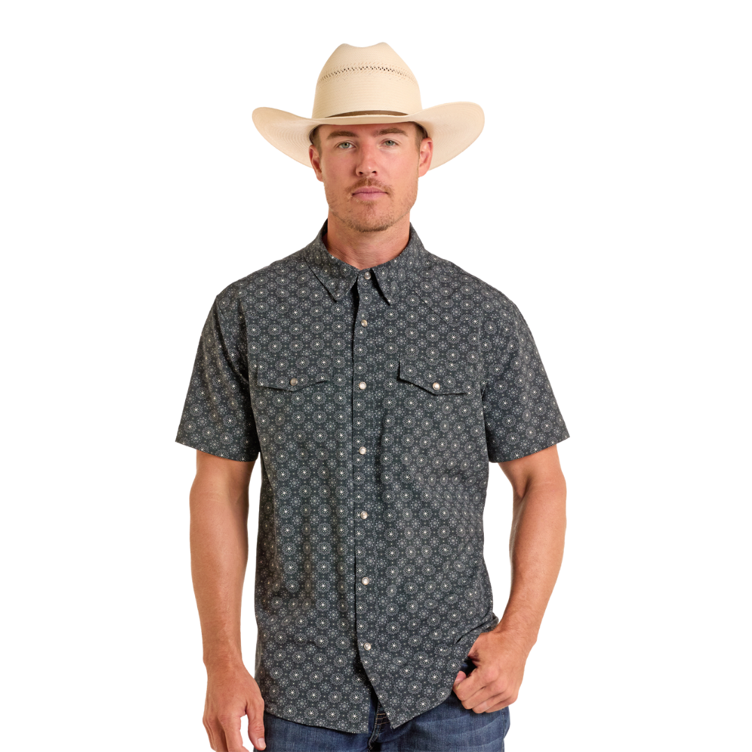 Panhandle Slim Men's Short Sleeve Snap Black Shirt