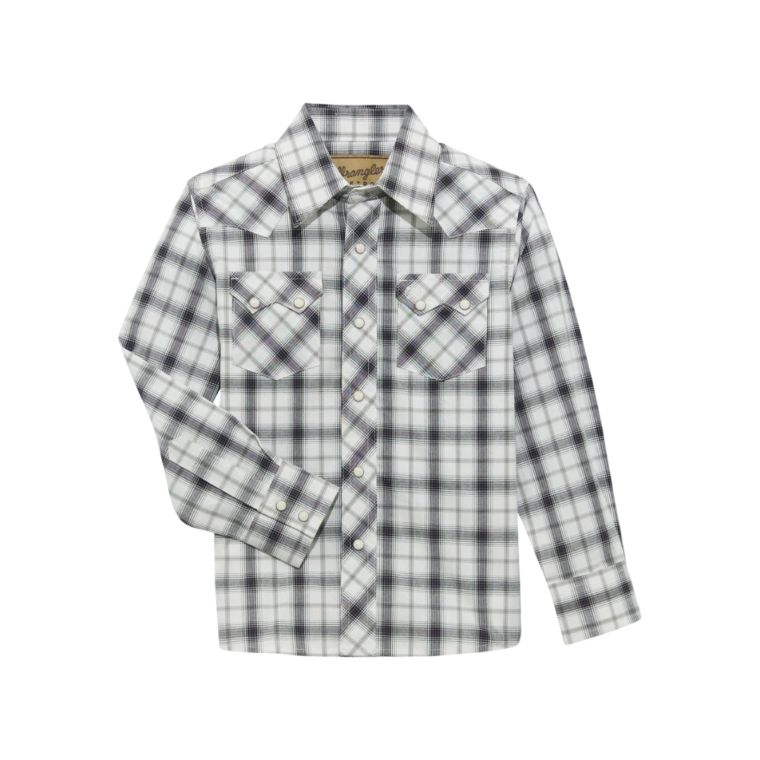 Wrangler Youth Boy's Retro Snap Front Plaid Ocra Shirt