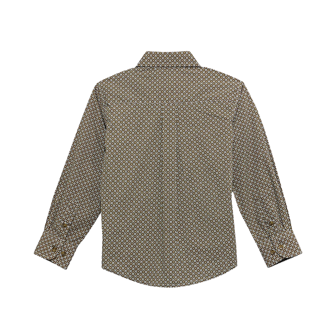 Wrangler Youth Boy's Classic Print Modern Brown Shirt