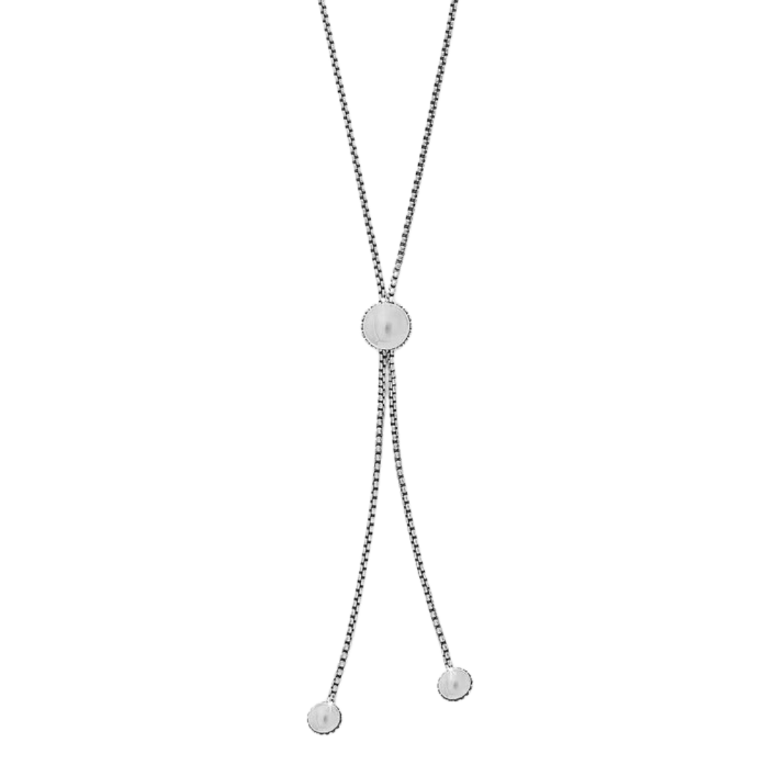 Brighton Women's Pretty Tough Bold Stud Lariate Silver Necklace