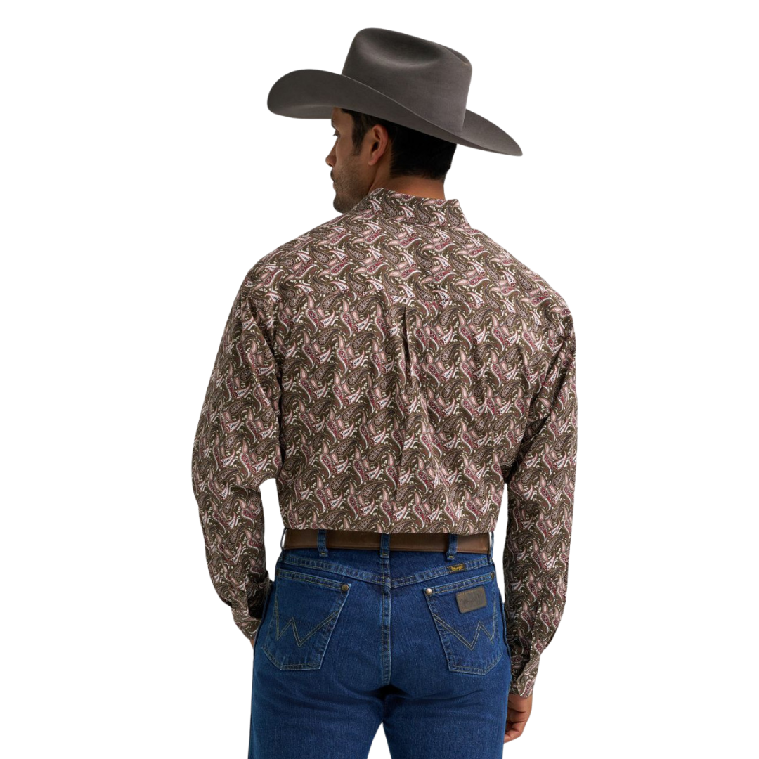 Wrangler Men's George Strait Paisley Brown Shirt