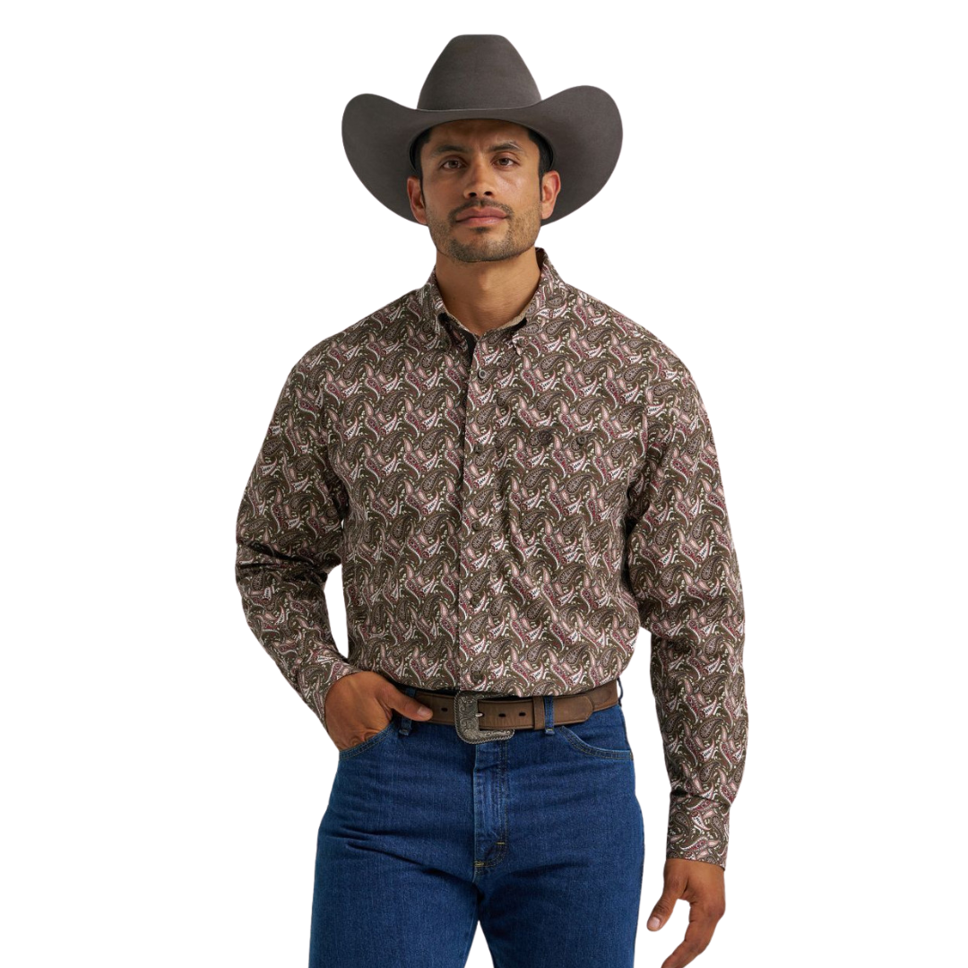Wrangler Men's George Strait Paisley Brown Shirt