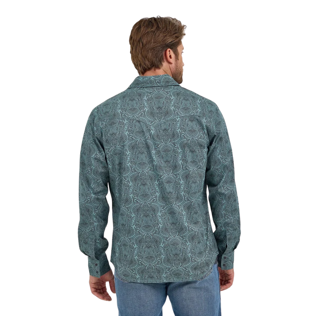 Wrangler Men's Pine Paisley Premium Retro Turquoise Shirt