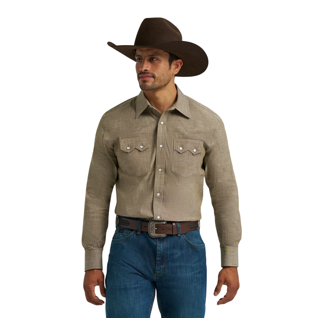Wrangler Men's Cody Johnson Snap Front Olive Shirt