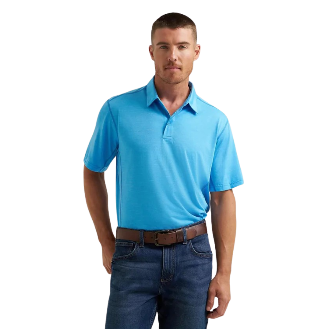 Wrangler Men's Solid Polo Blue Shirt