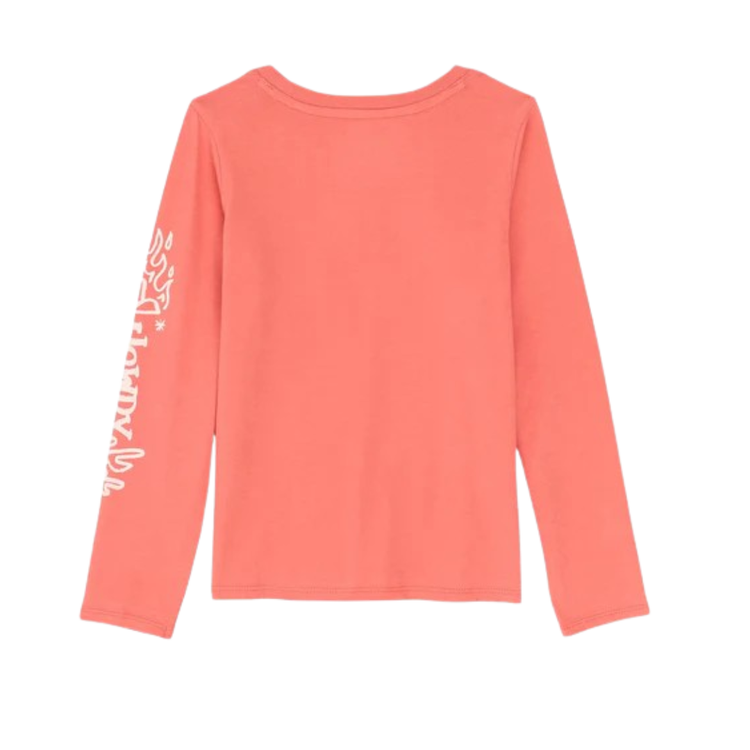 Wrangler Youth Girl's Long Sleeve Graphic Coral Tee Shirt