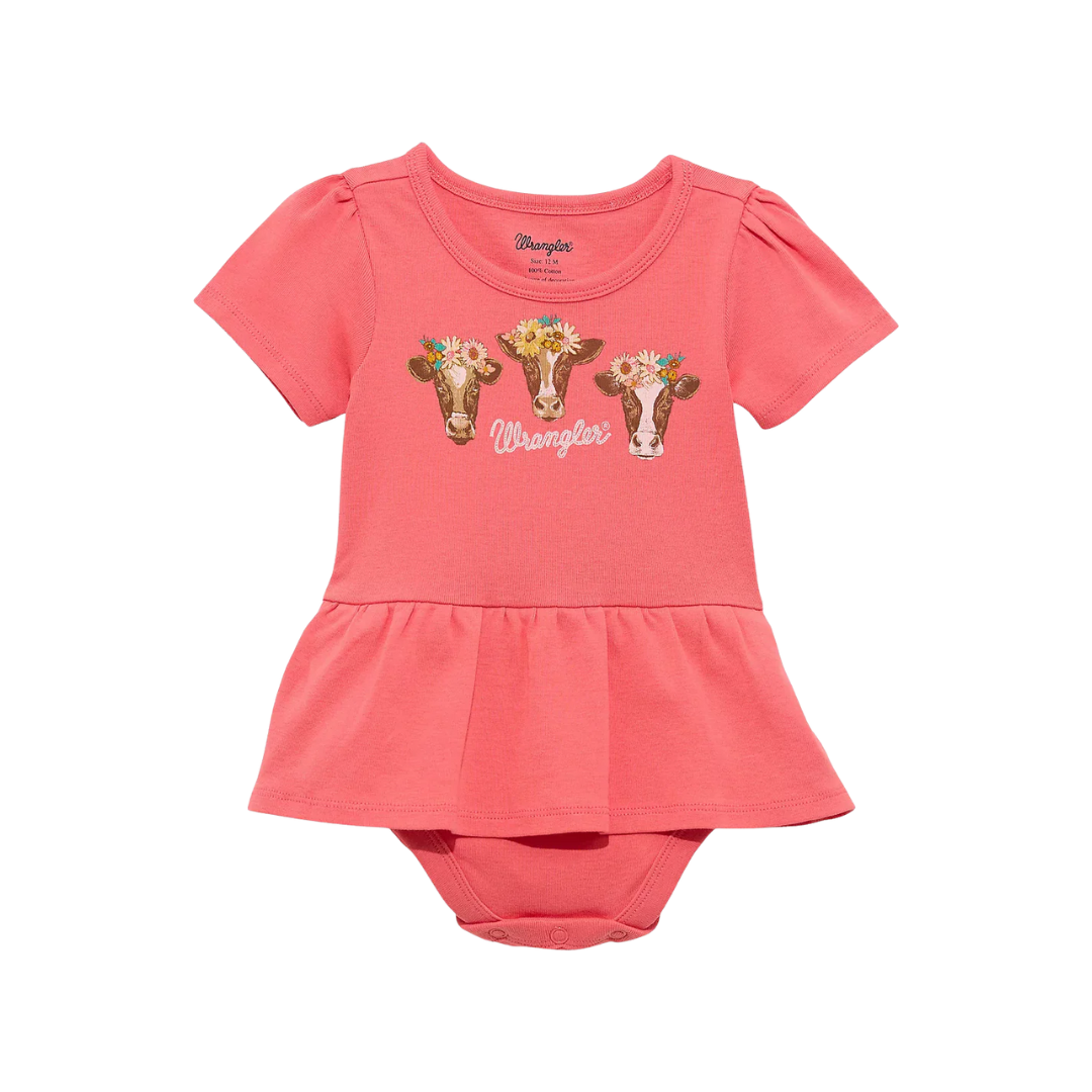 Wrangler Infant Girl's Cow Onesie Pink Onesie
