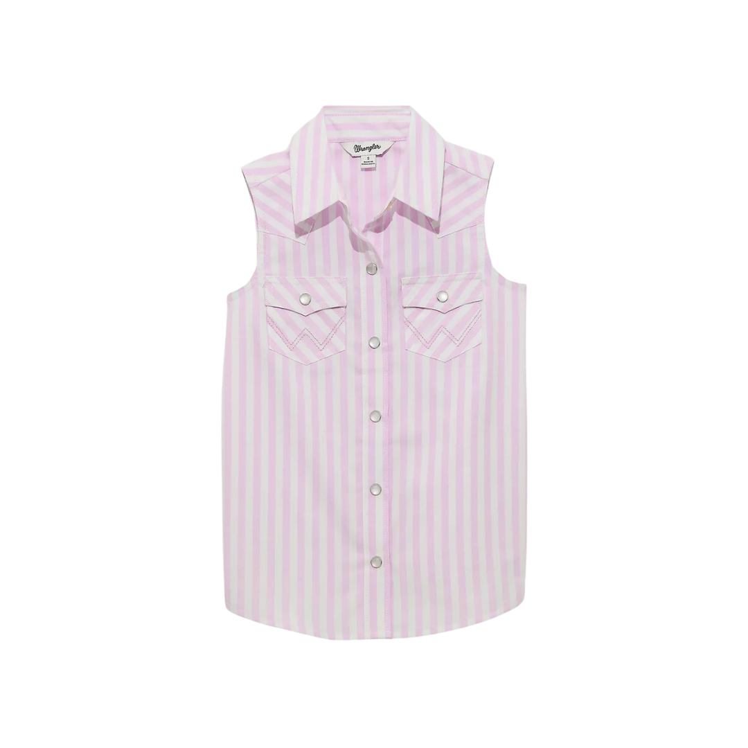 Wrangler Youth Girl's Sleeveless Stripe Purple Shirt