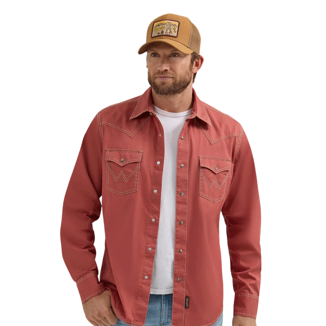 Wrangler Men's Retro Premium Sunset Rust Shirt