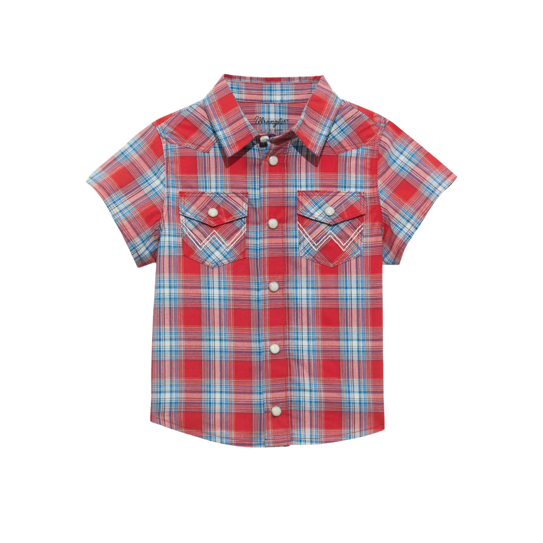 Wrangler Infant Boy's Snap Front Plaid Red Shirt