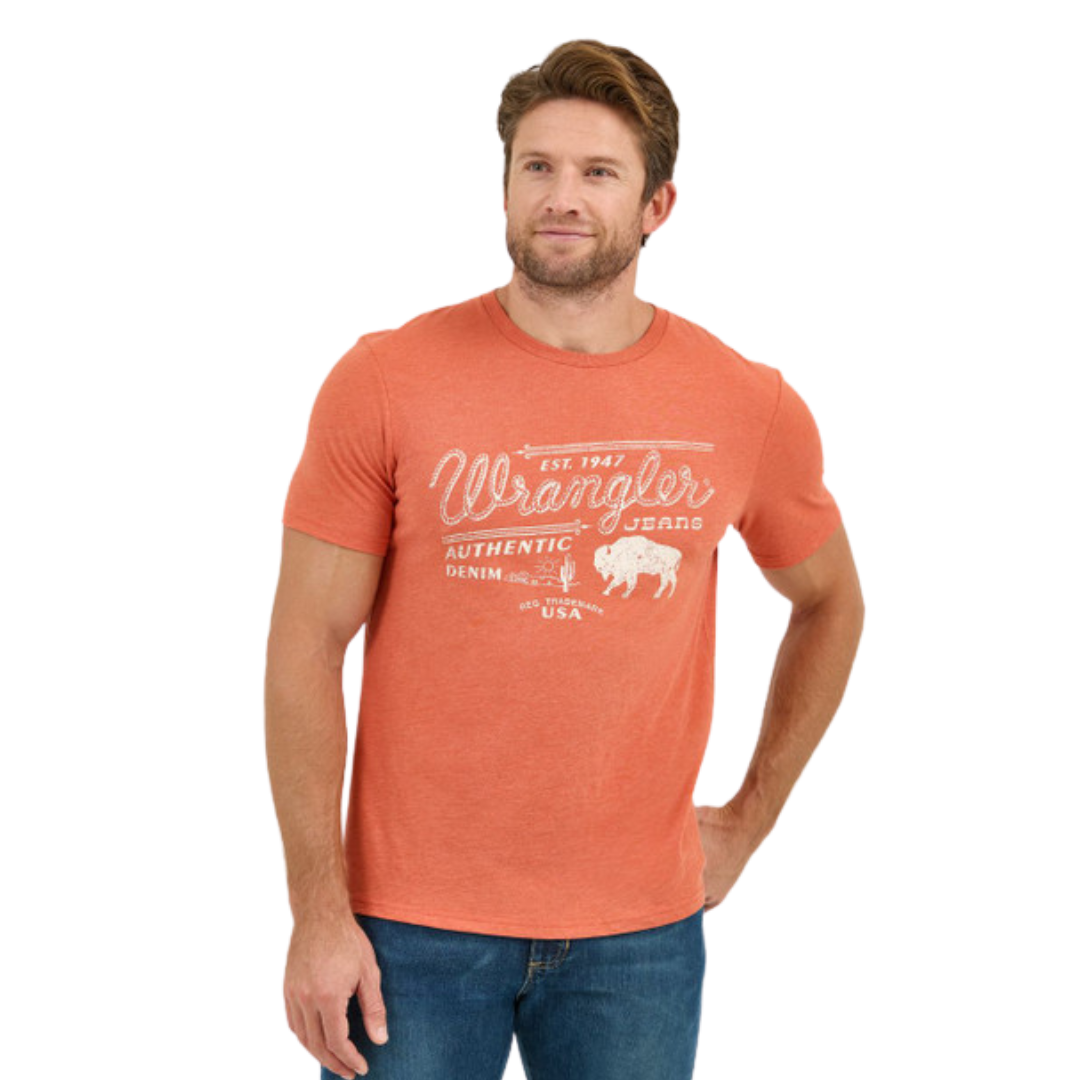 Wrangler Men's Rope Emblem Sienna Cotton Blend Tee Shirt