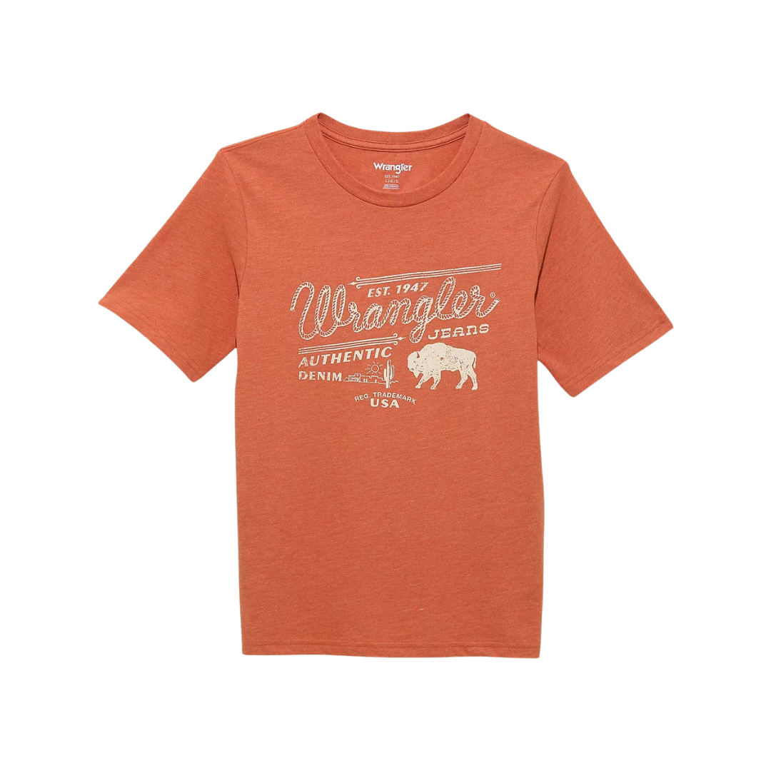 Wrangler Youth Boy's Logo Graphic Mecca Orange Tee Shirt