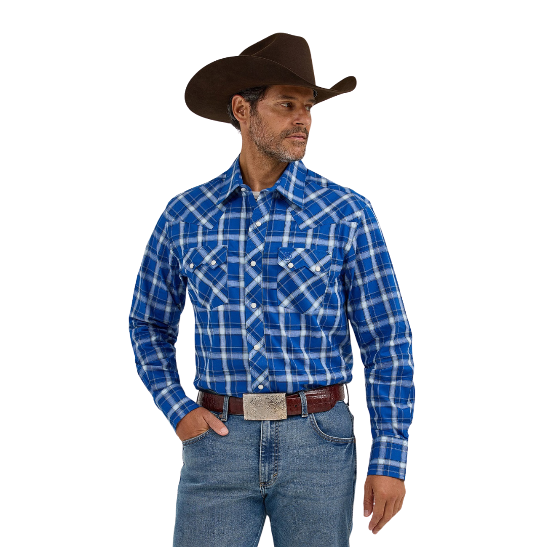 Wrangler Men's Retro True Plaid Blue Shirt