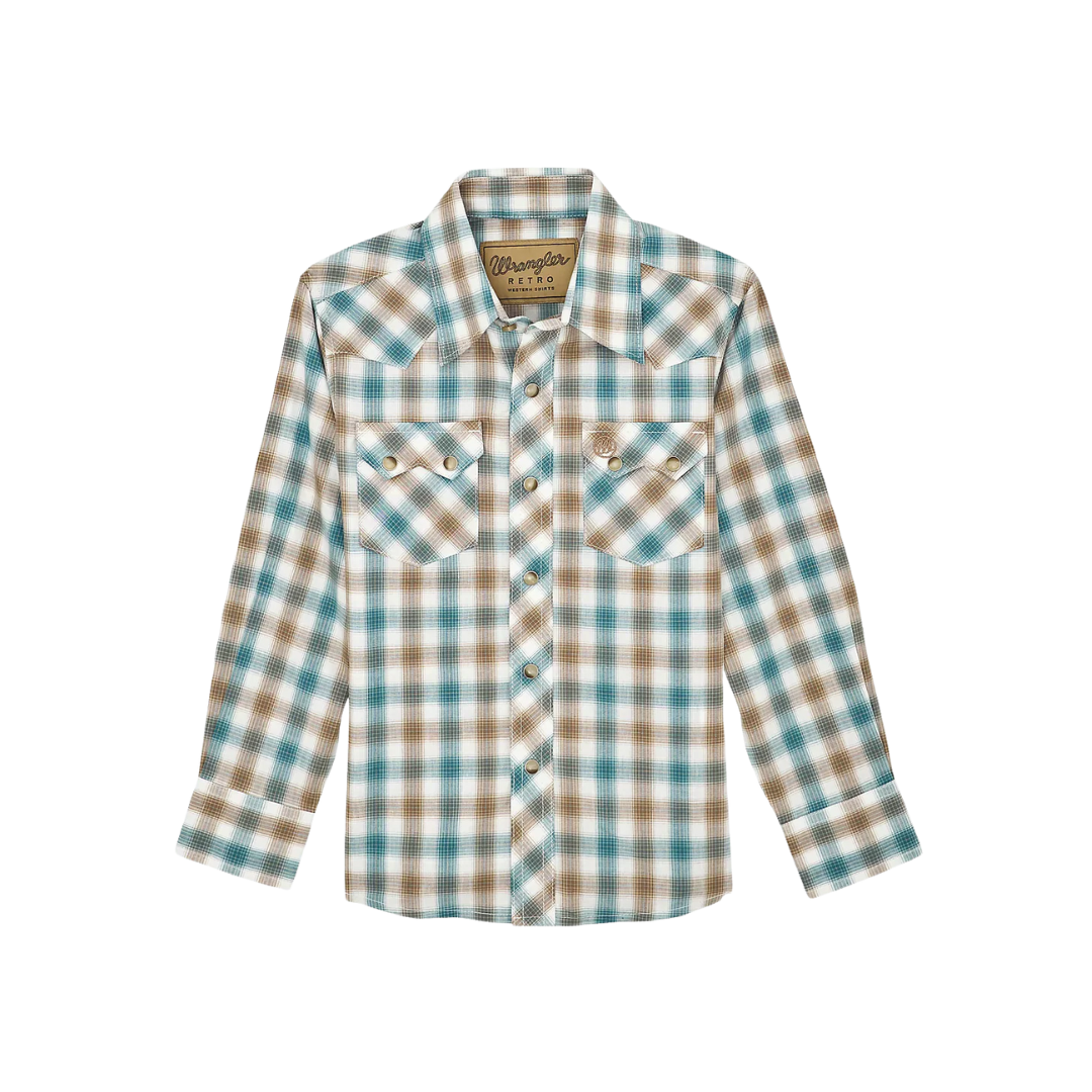 Wrangler Youth Boy's Retro Snap Front Sunset Blue Shirt