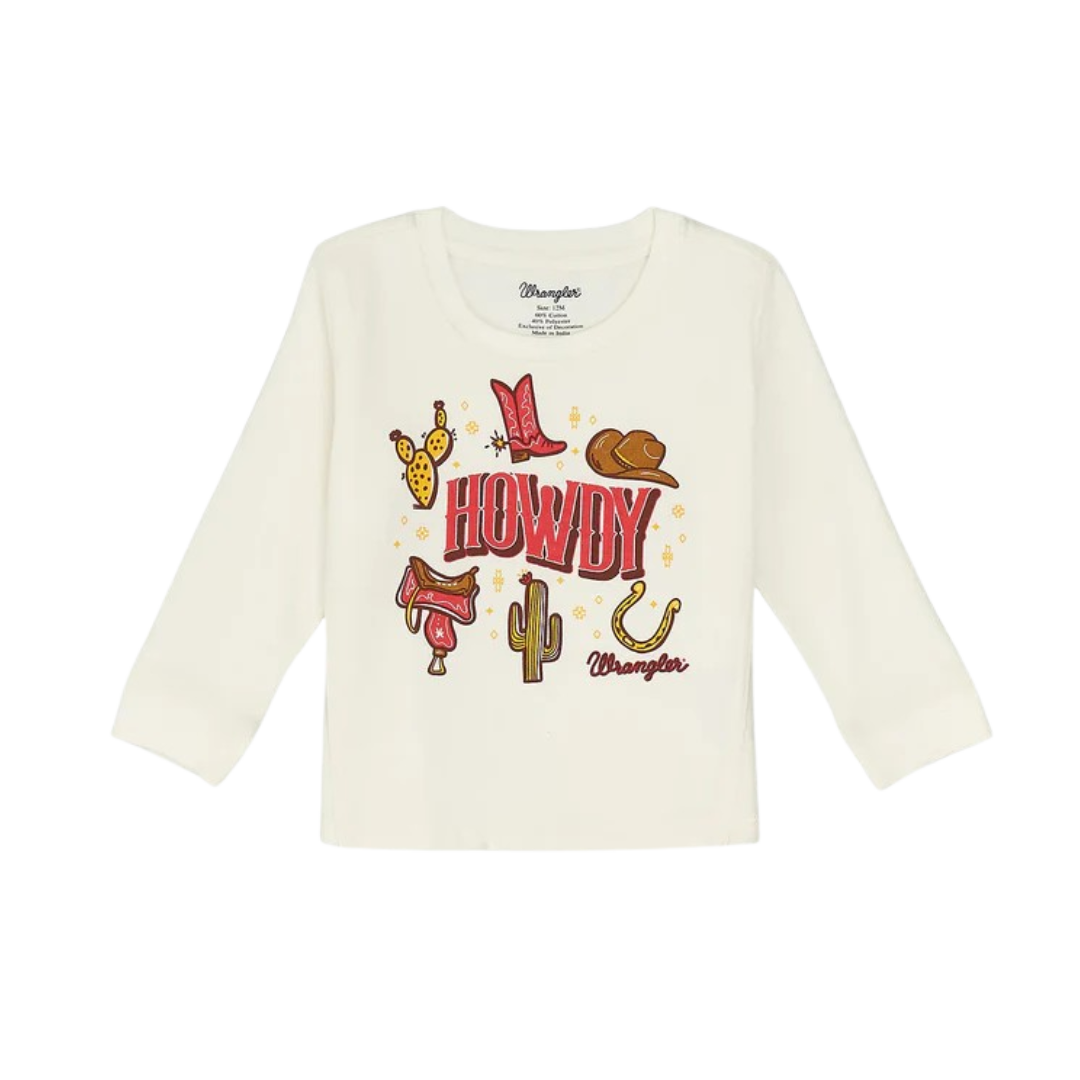 Wrangler Infant Girl's Howdy Western Crewneck Off White Sweatshirt