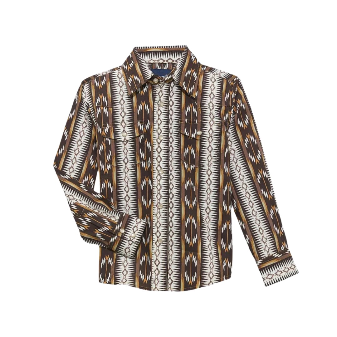Wrangler Youth Boy's Chain Checotah Brown Shirt