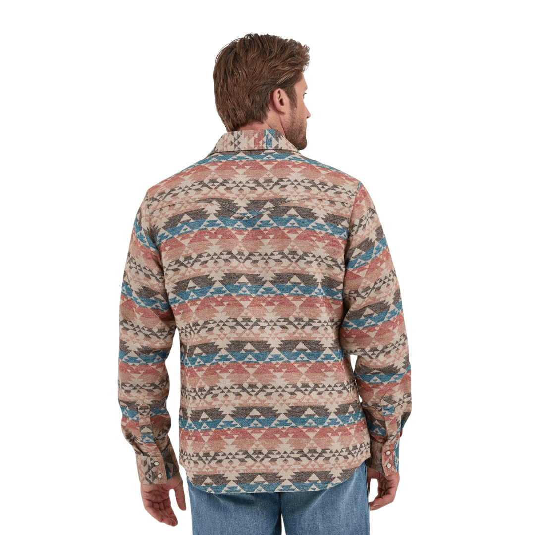 Wrangler Men's Premium Long Sleeve Snap Brown Shirt