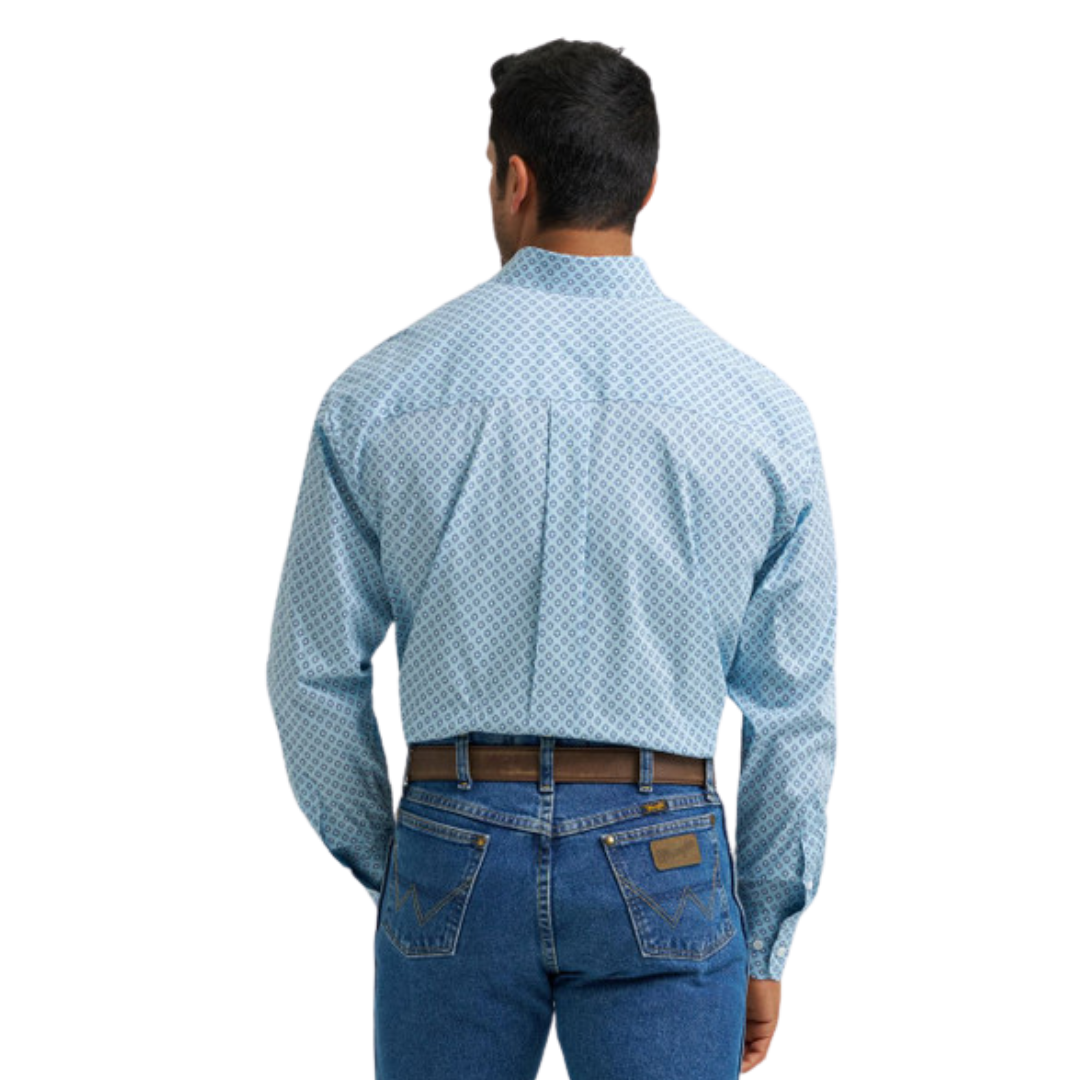 Wrangler Men's George Strait Print Blue Shirt