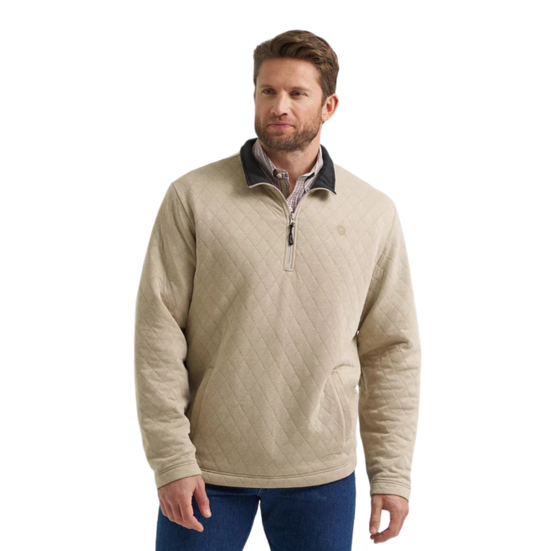 Wrangler Men's George Strait Zip Pullover Tan Sweater