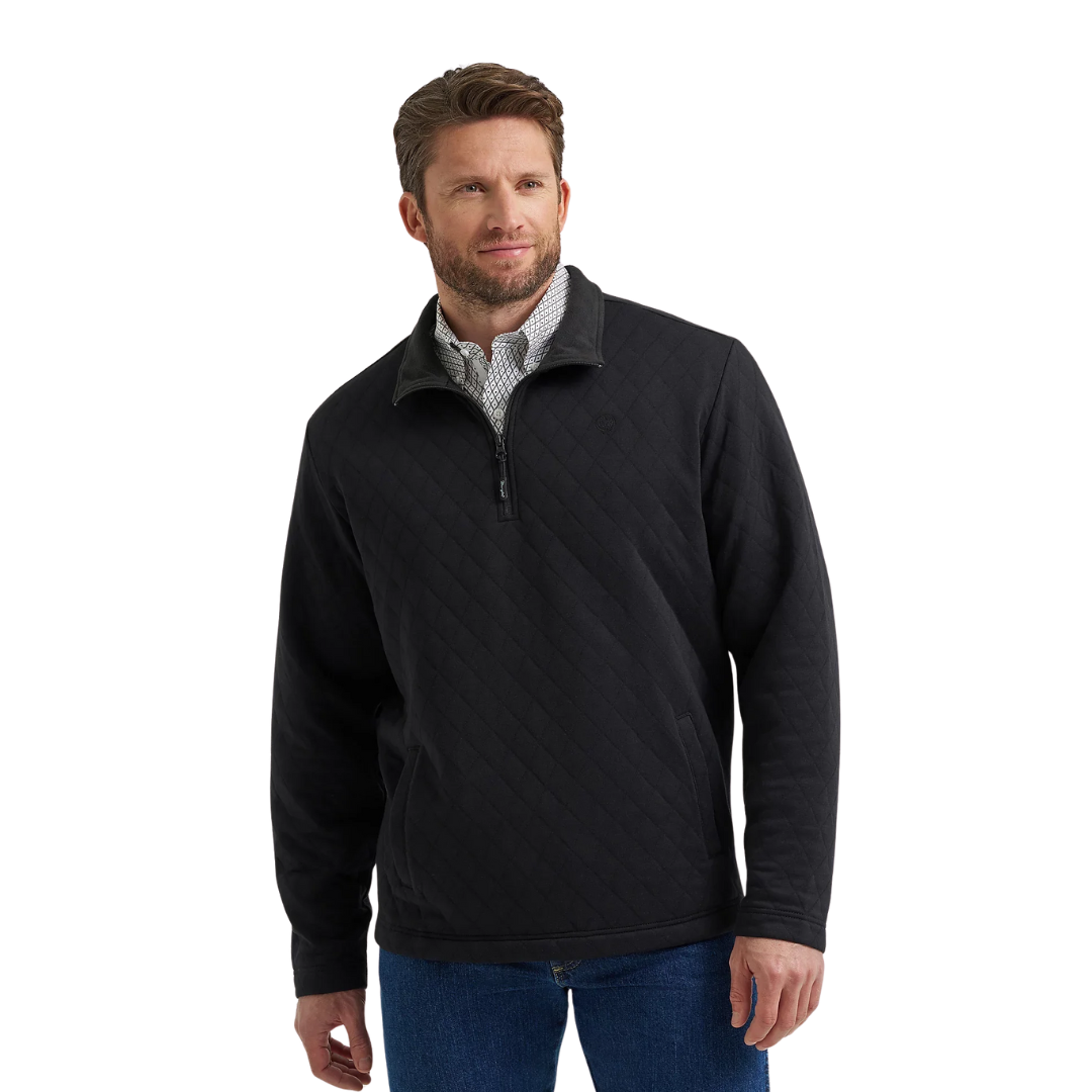 Wrangler Men’s George Strait Zip Pullover Black Sweater