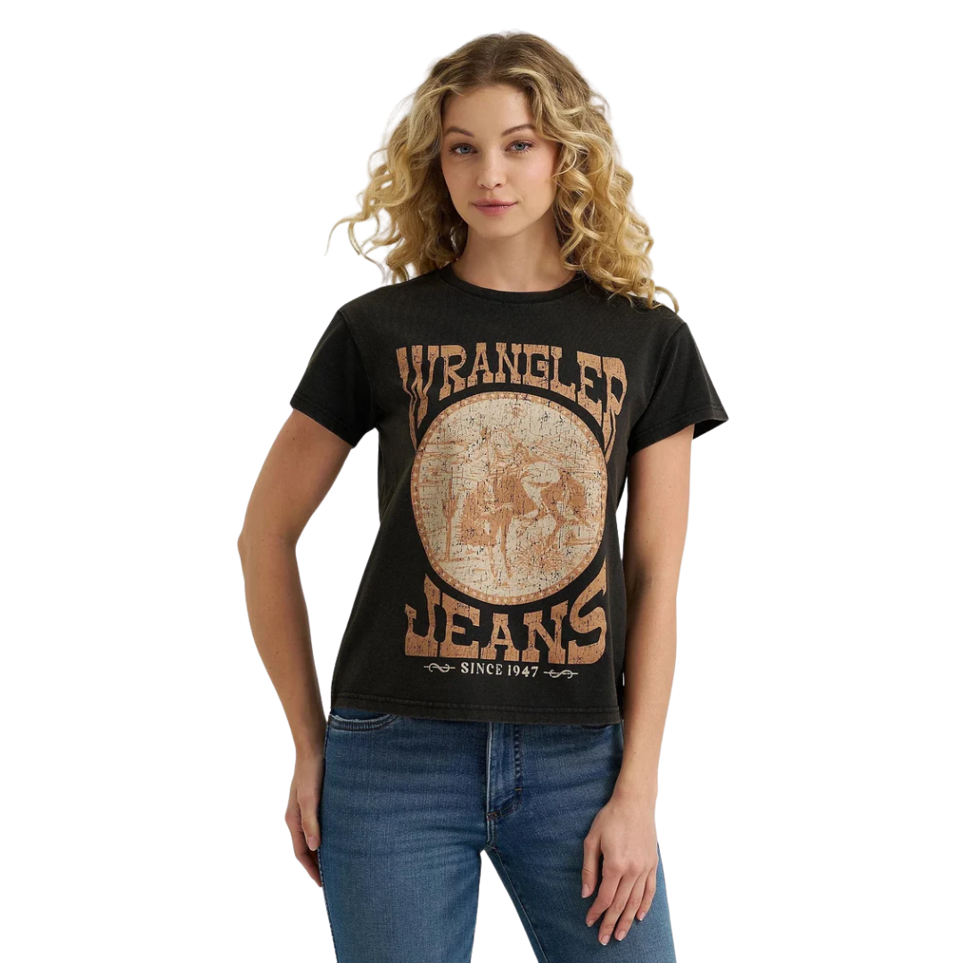 Wrangler Women's Jet Retro Graphic Black Tee Shirt