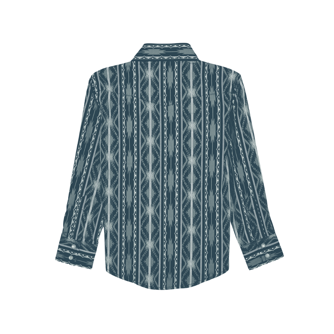 Wrangler Men's Checotah Long Sleeve Snap Closure Blue Shirt