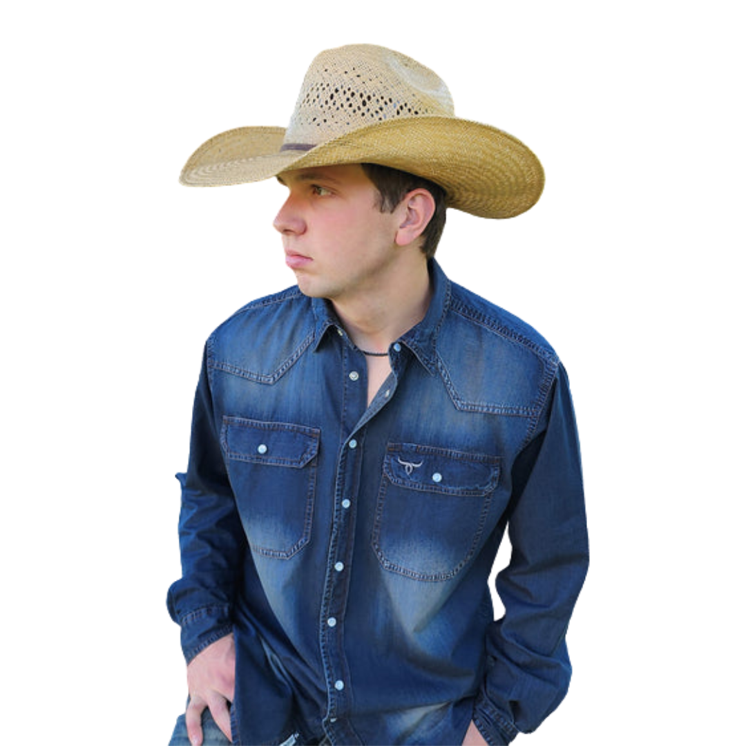 Drover Men's Drover Threads Snap Tumbleweed Blue Shirt