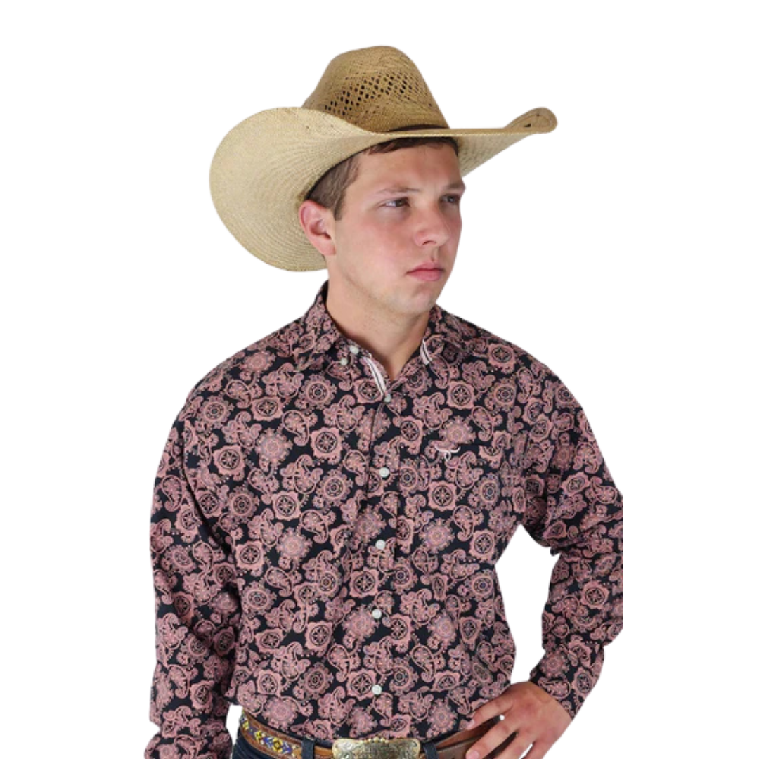 Drover Men's Button Down Cowboy Pink Shirt