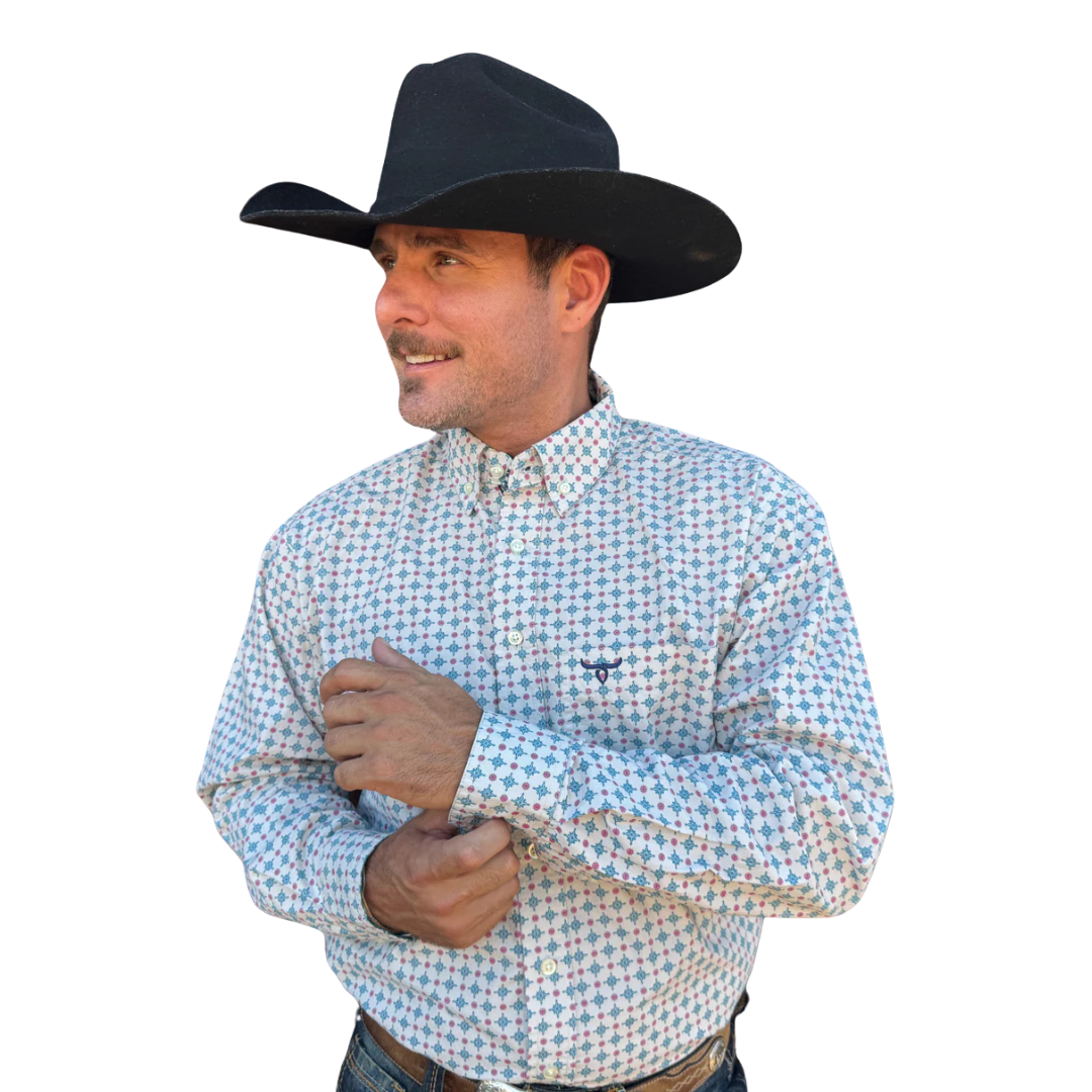 Drover Men's Cowboy Threads The Bronco Blue Shirt