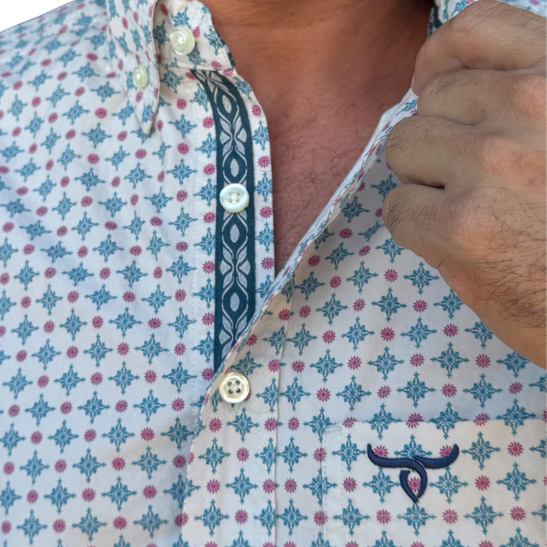 Drover Men's Cowboy Threads The Bronco Blue Shirt