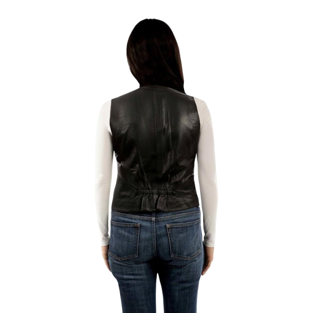 Scully Women's Leather Button Black Vest