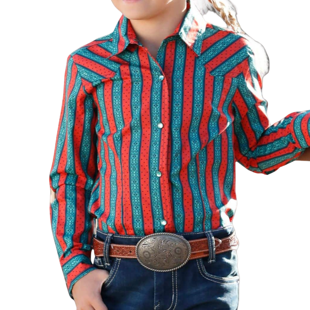 Cruel Toddler Girl's Western Striped Multicolor Shirt