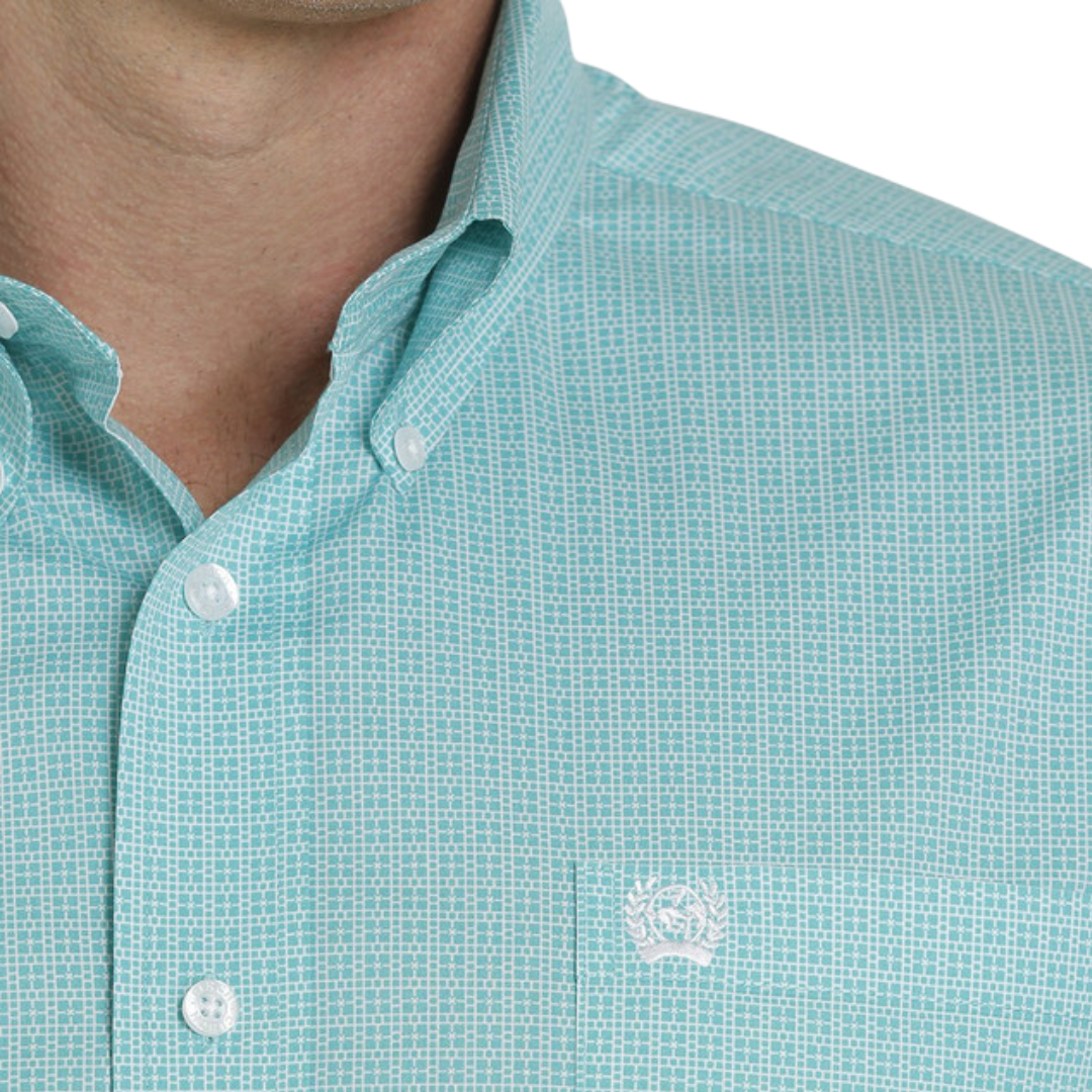 Cinch Men's Print Western Turquoise Shirt