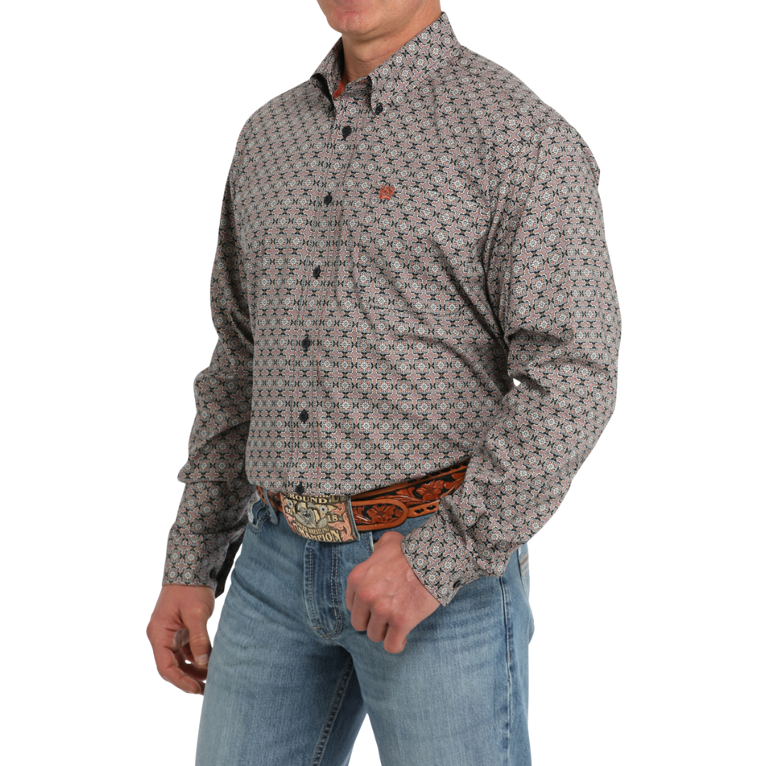 Cinch Men's Medallion Print Navy Shirt