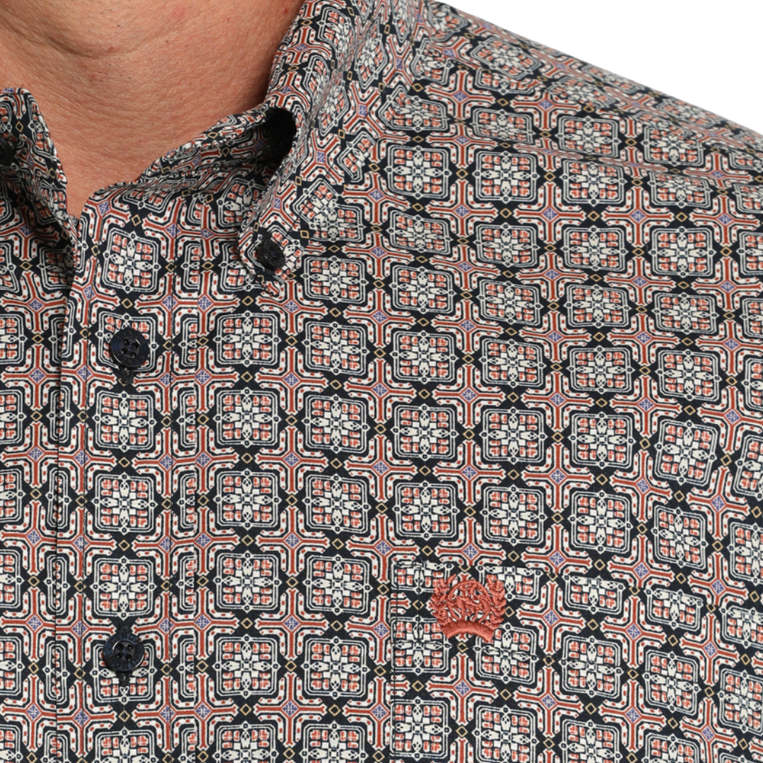 Cinch Men's Medallion Print Navy Shirt