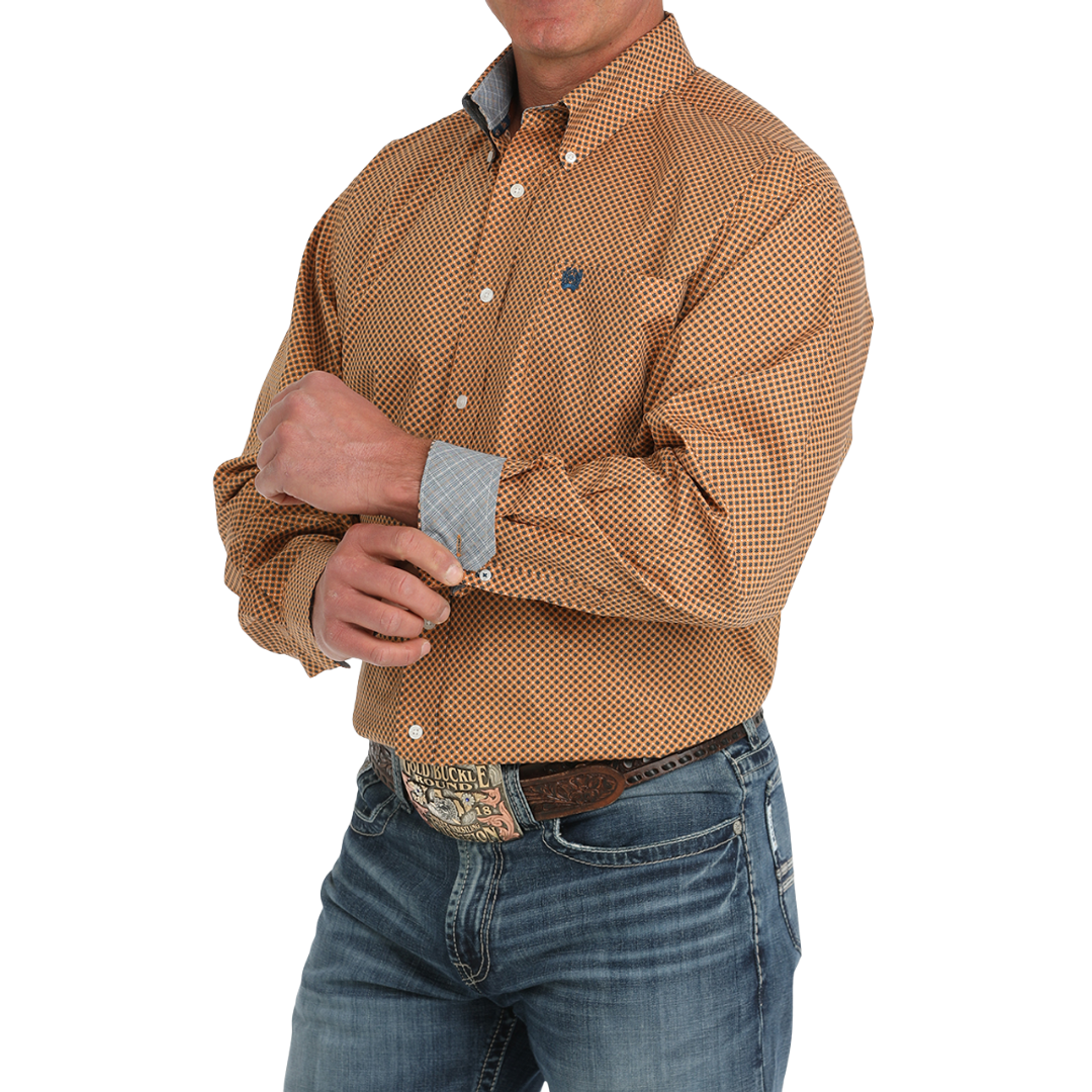Cinch Men's Geometric Print Orange Shirt