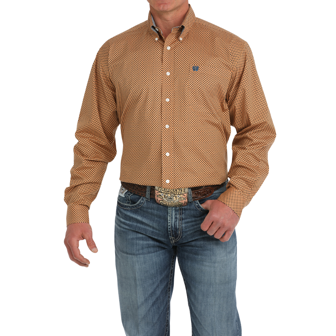 Cinch Men's Geometric Print Orange Shirt