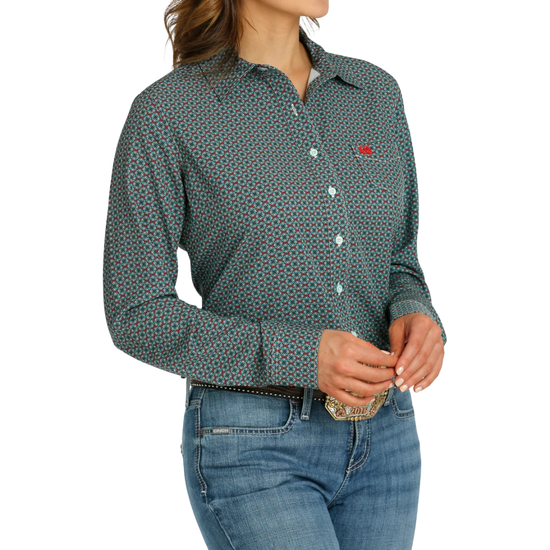 Cinch Women's Arenaflex Button Down Harbor Blue Shirt