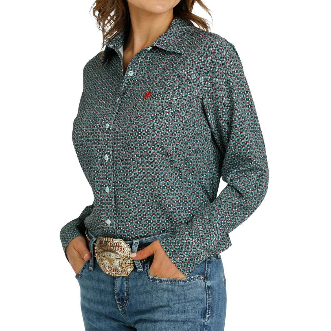 Cinch Women's Arenaflex Button Down Harbor Blue Shirt