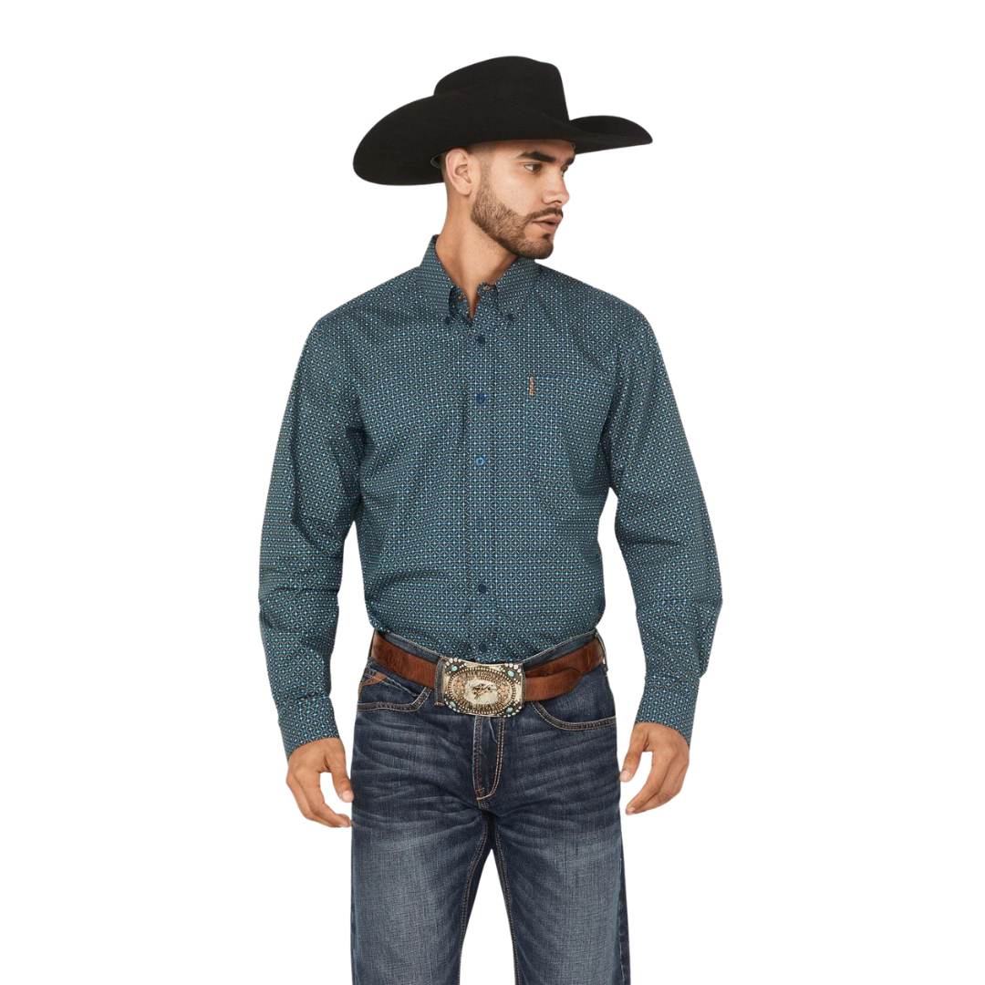 Cinch Men's Print Western Blue Shirt