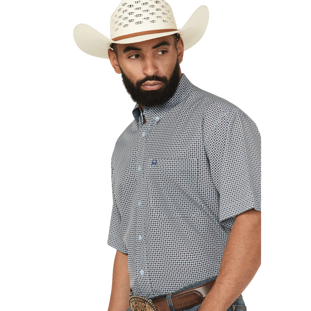 Cinch Men's Geo Print Western Light Blue Shirt