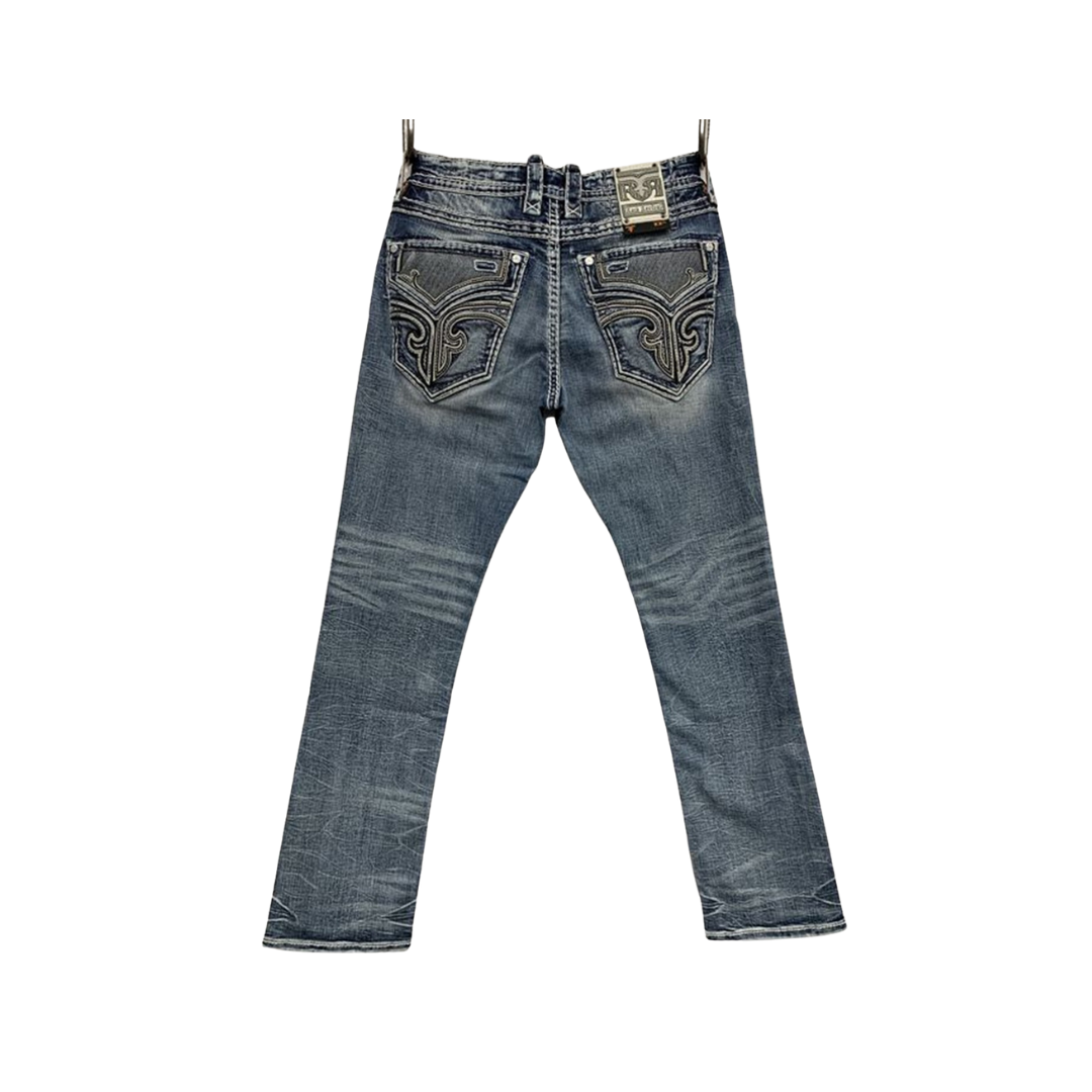 Rock Revival Men's Reece Straight Leg Blue Jeans