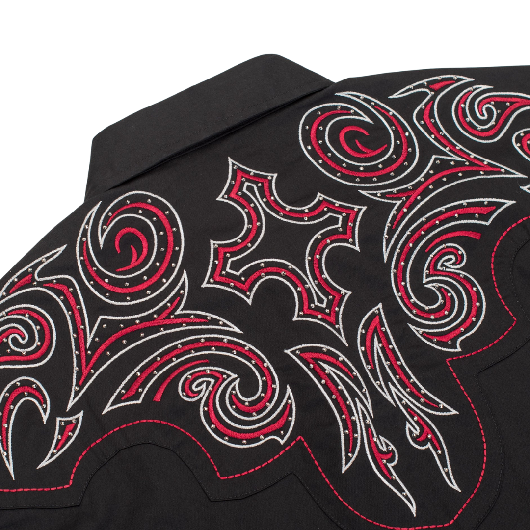 Avalon Men's Embroidery Snap Black Shirt