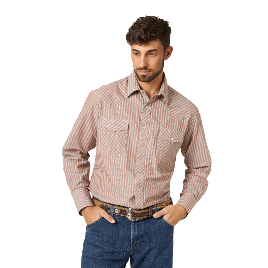 Wrangler Men's Stripe Snap Long Sleeve Multicolor Shirt