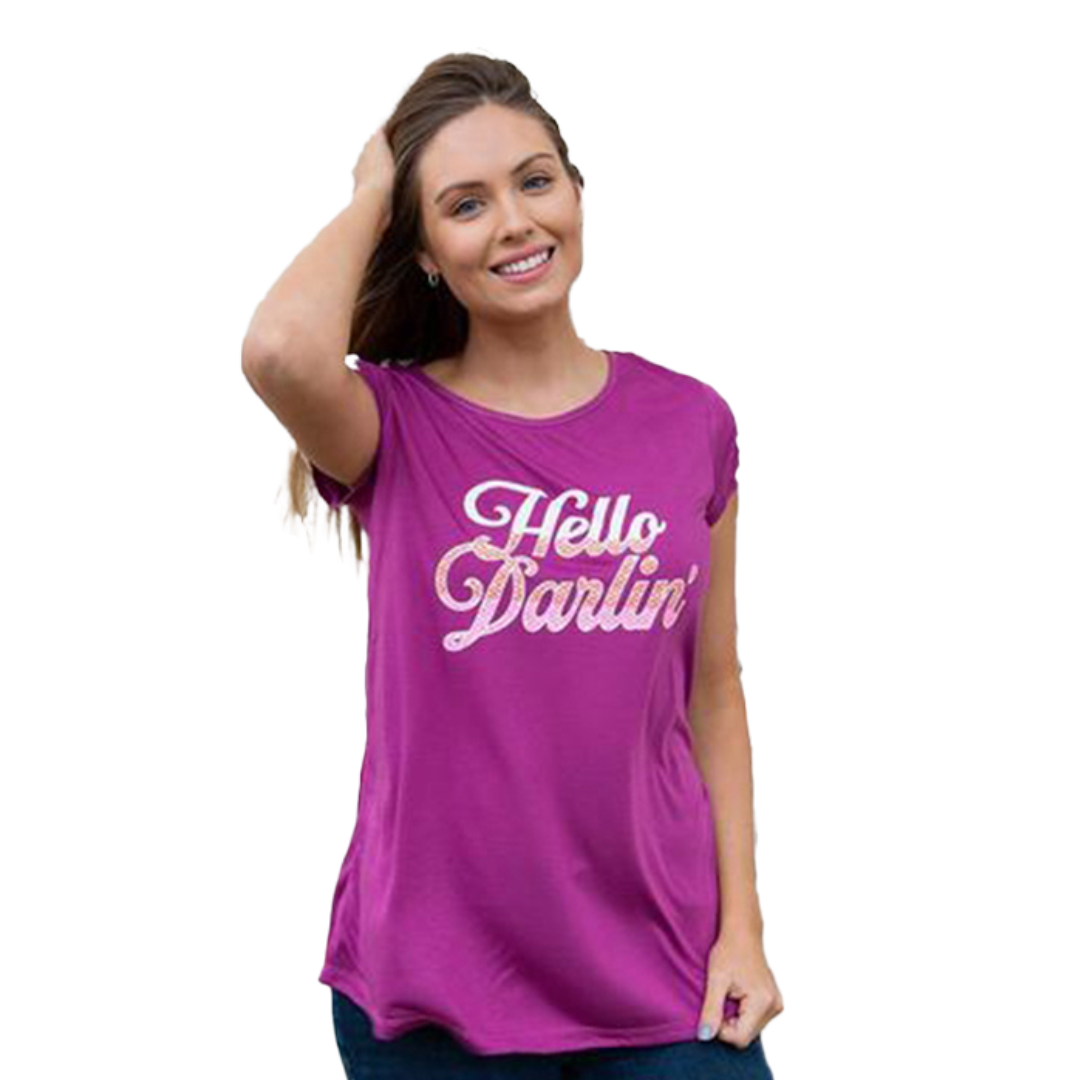 Southern Grace Women's Hello Darlin Purple Shirt