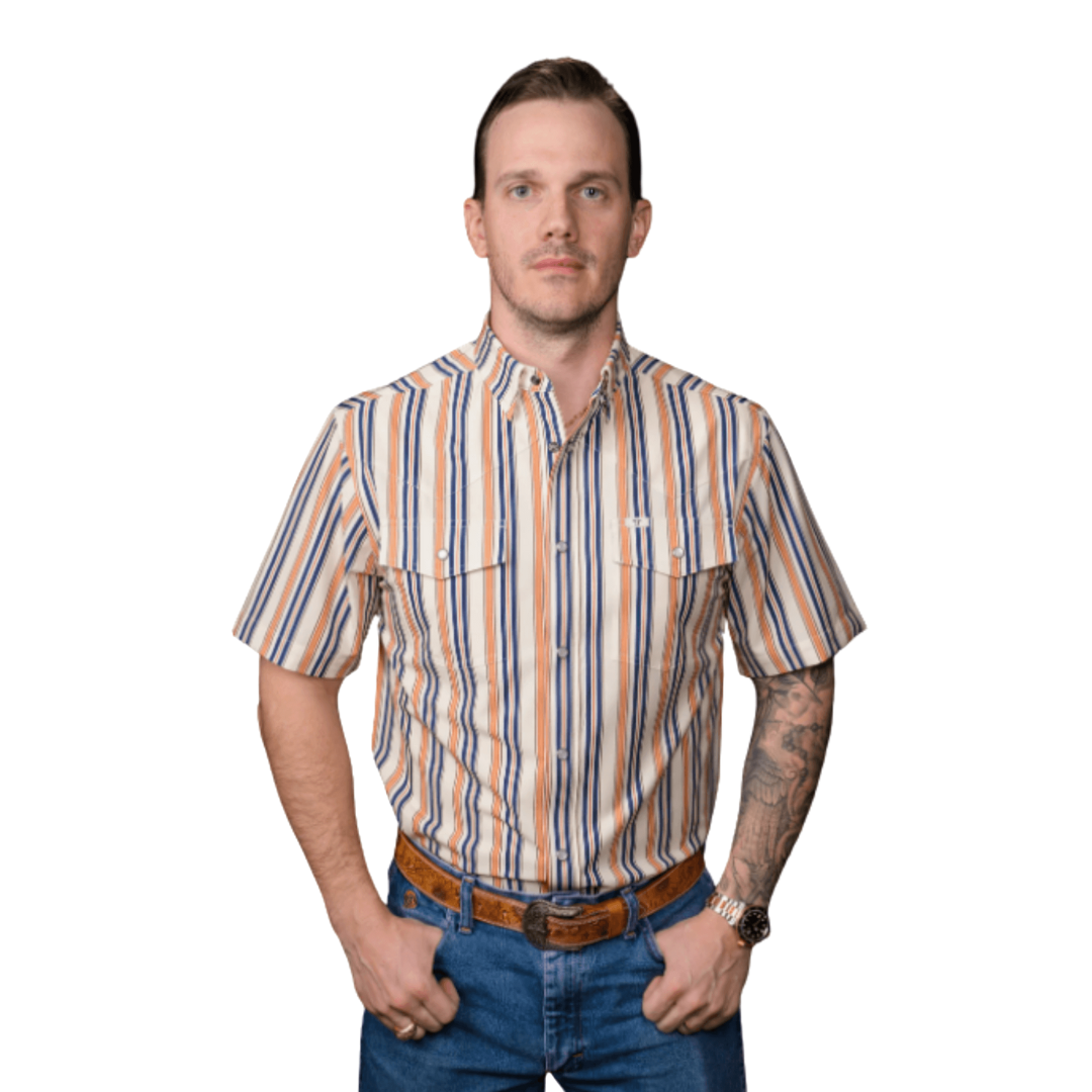 Ferrell Men's The Jackson Short Sleeve Snap Cream Shirt