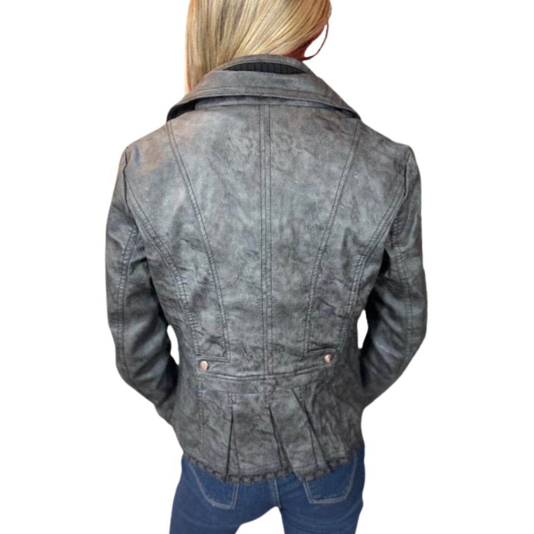 Montana Women's Faux Leather Charcoal Grey Jacket
