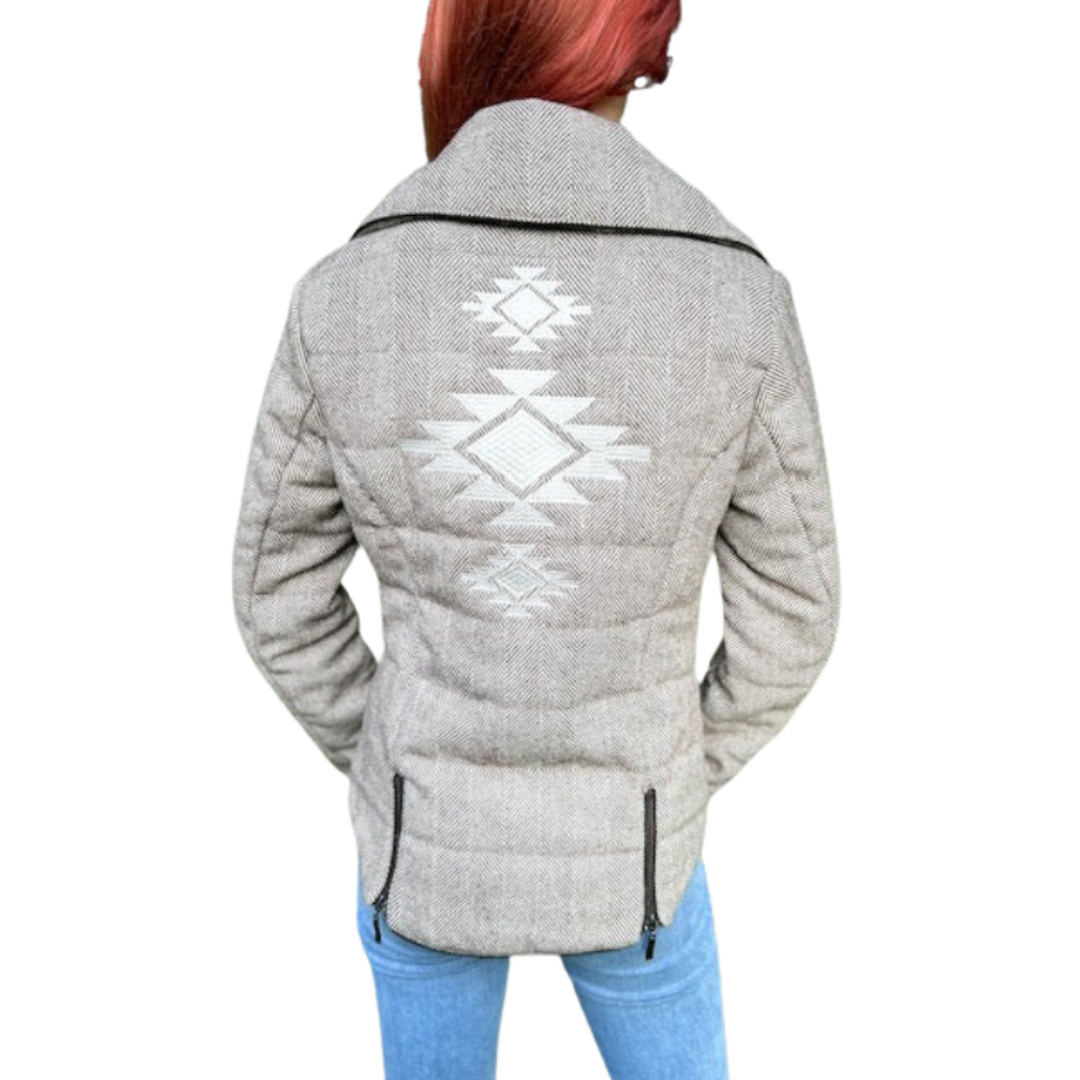 Montana Co Women's Western Puffer Tuped Grey Jacket
